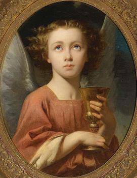 Charles Zacharie Landelle : An Angel Holding a Chalice